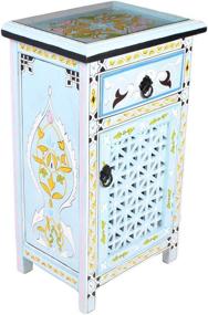 img 4 attached to 💙 Exquisite Moroccan Turquoise Nightstand Table with Arabic Design and Elegant Glass Top