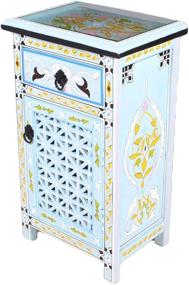 img 3 attached to 💙 Exquisite Moroccan Turquoise Nightstand Table with Arabic Design and Elegant Glass Top