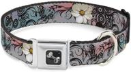 🌸 seatbelt buckle dog collar - flowers with filigree pink logo