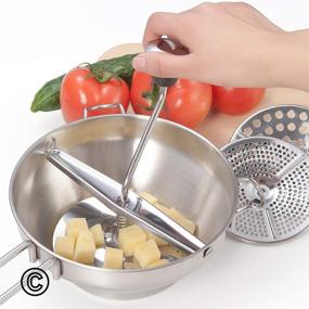 img 1 attached to 🥔 Stainless Steel 2-Quart Rotary Food Mill Potato Ricer with 3 Interchangeable Disks - Ideal for Making Purees, Soups, Baby Foods, and Vegetables - Easy to Clean & Assemble