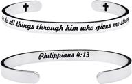 yiyang christian stainless steel cuff bracelet for women with bible verse cross - religious faith jewelry for baptism, christmas, birthday - gifts for her, mother, daughter, sister, friends logo