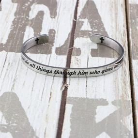 img 2 attached to Yiyang Christian Stainless Steel Cuff Bracelet for Women with Bible Verse Cross - Religious Faith Jewelry for Baptism, Christmas, Birthday - Gifts for Her, Mother, Daughter, Sister, Friends