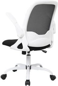 img 4 attached to 🪑 Small White Ergonomic Office Chair - Swivel Mesh Computer Task Chair with Flip-up Arms, Adjustable Height - Ideal for Adults and Kids - Sytas