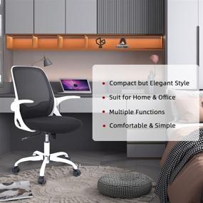 img 3 attached to 🪑 Small White Ergonomic Office Chair - Swivel Mesh Computer Task Chair with Flip-up Arms, Adjustable Height - Ideal for Adults and Kids - Sytas