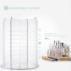 img 2 attached to 🔄 360-degree Rotating Makeup Organizer - Clear Acrylic, Bathroom Vanity Cosmetic Storage Caddy, Spinning Countertop Carousel Organizers for Beauty Products, Large Capacity Perfume Makeup Brush Holder