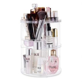 img 4 attached to 🔄 360-degree Rotating Makeup Organizer - Clear Acrylic, Bathroom Vanity Cosmetic Storage Caddy, Spinning Countertop Carousel Organizers for Beauty Products, Large Capacity Perfume Makeup Brush Holder