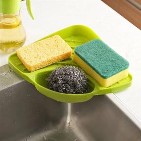 img 2 attached to Organize and Declutter Your Kitchen with Buytra Sponge Holder - Green Kitchen Sink Caddy for Sponges, Soap, Scrubbers, and Cleaning Brush