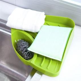 img 1 attached to Organize and Declutter Your Kitchen with Buytra Sponge Holder - Green Kitchen Sink Caddy for Sponges, Soap, Scrubbers, and Cleaning Brush