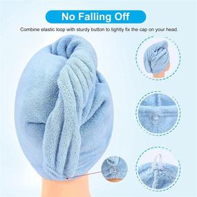 img 2 attached to 👩 Super Absorbent Hair Drying Towels with Button - Hair Towel Wrap for Wet Hair/Long Hair/Curly Hair - Women and Girls - Pack of 3