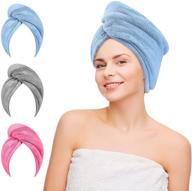 👩 super absorbent hair drying towels with button - hair towel wrap for wet hair/long hair/curly hair - women and girls - pack of 3 logo