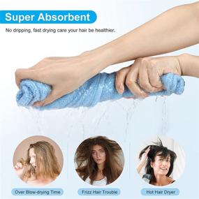 img 3 attached to 👩 Super Absorbent Hair Drying Towels with Button - Hair Towel Wrap for Wet Hair/Long Hair/Curly Hair - Women and Girls - Pack of 3