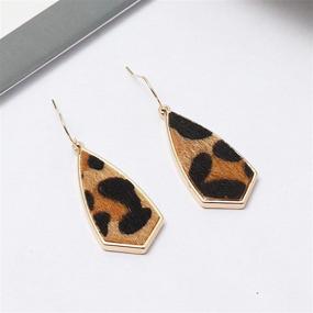 img 1 attached to 🐆 VOYOMI Leopard Drop Earrings: Chic Geometric Statement for Women - Perfect for Parties, Festivals, and Gifts