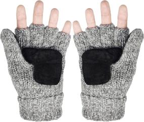 img 3 attached to 🧤 Sudawave Knitted Gloves with Leather Fleece Lining - Men's Accessories for Optimal Warmth and Style