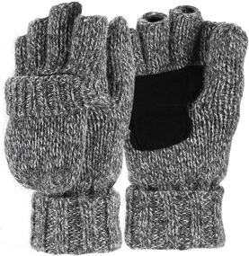 img 4 attached to 🧤 Sudawave Knitted Gloves with Leather Fleece Lining - Men's Accessories for Optimal Warmth and Style
