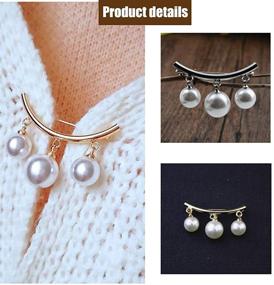 img 3 attached to 🧥 Comidox Fashion Pearl Cardigan Collar Clip Holder - Elegant Fixed Strap Charm Safety Pin Brooch Sweater Dress Shawl Chain - Women Girls