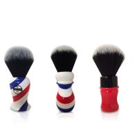 🪒 proven synthetic shaving brush 24mm extra dense knot and 54mm loft - fast drying pre-shave brush ideal for home and travel (barber pole) by haircut & shave co. logo