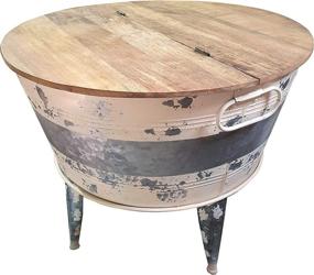 img 4 attached to 🏢 Benjara Benzara Distressed Metal Framed Cocktail Tables - Hinged Lift Top Storage, Brown/Grey