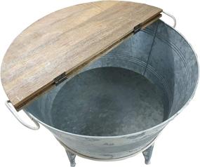 img 2 attached to 🏢 Benjara Benzara Distressed Metal Framed Cocktail Tables - Hinged Lift Top Storage, Brown/Grey