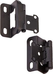 img 2 attached to 🔩 Amerock 1/2 inch (13 mm) Overlay Cabinet Hinge - Flat Black, 2 Pack - Self-Closing, Partial Wrap Hinge for Cabinet Doors