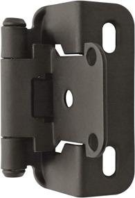 img 1 attached to 🔩 Amerock 1/2 inch (13 mm) Overlay Cabinet Hinge - Flat Black, 2 Pack - Self-Closing, Partial Wrap Hinge for Cabinet Doors