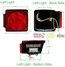 img 3 attached to 🚤 NOVALITE 2pcs Waterproof Boat Trailer Lights - 4 inch Square Red LED Submersible Tail Stop Turn Signal Brake Light for Truck RV Van Marine Pickup Bus Towing Vehicle - DC 12V, Universal