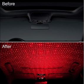 img 1 attached to Enhance Your Car Interior with Senzeal Car Projector Roof Light: USB Atmosphere Lamp with LED Star Light for Car, Ceiling, Bedroom, and Party (Red)