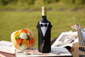 img 3 attached to 🎩 Black Tuxedo Wine Bottle Cover by ULA - Funny Bridal Shower Gifts, Newlywed and Couples Gifts, Wedding Decoration - Classic Design