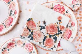 img 2 attached to Vintage Floral Party Supplies Set - Serves 24 | Rose Flower Disposable Plates, Napkins, Cups, Utensils, Tablecloth | Perfect for Baby Shower, Birthday, Bridal Shower, Tea Party