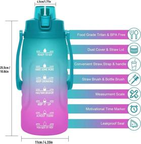 img 2 attached to PASER 64oz Water Bottles with Time Markings, Dual Chug and Straw Lids, 🥤 Leakproof BPA-free Tritan Sports Bottle with Replaceable Handle and Strap - Includes Bottle Brush