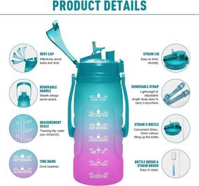 img 3 attached to PASER 64oz Water Bottles with Time Markings, Dual Chug and Straw Lids, 🥤 Leakproof BPA-free Tritan Sports Bottle with Replaceable Handle and Strap - Includes Bottle Brush