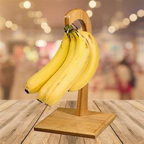 img 1 attached to 🍌 Organic Bamboo Banana Hanger Stand for Creative Home Decor - Natural Finish