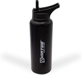 img 1 attached to 🚰 VIRTUE Built to Win Stainless Steel Water Bottles - 37 Oz - Black: Extra Wide Mouth, Double Wall Vacuum Insulated, Long-Lasting Cold or Hot for up to 24/10 Hours