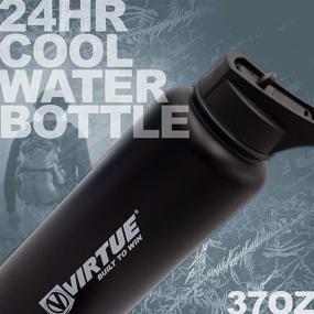 img 2 attached to 🚰 VIRTUE Built to Win Stainless Steel Water Bottles - 37 Oz - Black: Extra Wide Mouth, Double Wall Vacuum Insulated, Long-Lasting Cold or Hot for up to 24/10 Hours