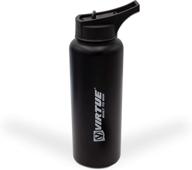 🚰 virtue built to win stainless steel water bottles - 37 oz - black: extra wide mouth, double wall vacuum insulated, long-lasting cold or hot for up to 24/10 hours logo