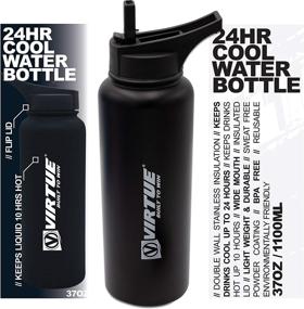 img 3 attached to 🚰 VIRTUE Built to Win Stainless Steel Water Bottles - 37 Oz - Black: Extra Wide Mouth, Double Wall Vacuum Insulated, Long-Lasting Cold or Hot for up to 24/10 Hours