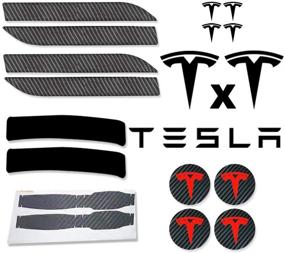 img 4 attached to 🚀 Усилите и защитите свой Tesla Model X с помощью 16-кусочного набора черных углеродных наклеек!
