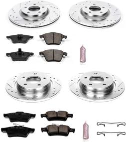 img 1 attached to 🚗 Enhanced Performance Kit: Power Stop K4056 Front and Rear Z23 Carbon Fiber Brake Pads with Drilled & Slotted Brake Rotors
