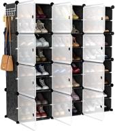 👠 vtrin 48 pair portable shoe rack organizer - 4 tiers, entryway shelf storage cabinet stand for heels, boots, slippers - narrow stackable space saver shoe rack in black логотип