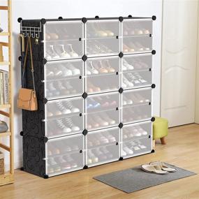 img 1 attached to 👠 VTRIN 48 Pair Portable Shoe Rack Organizer - 4 Tiers, Entryway Shelf Storage Cabinet Stand for Heels, Boots, Slippers - Narrow Stackable Space Saver Shoe Rack in Black