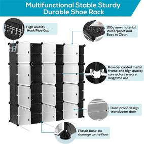 img 2 attached to 👠 VTRIN 48 Pair Portable Shoe Rack Organizer - 4 Tiers, Entryway Shelf Storage Cabinet Stand for Heels, Boots, Slippers - Narrow Stackable Space Saver Shoe Rack in Black