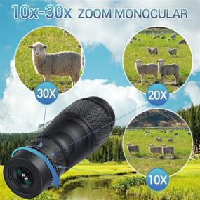 img 2 attached to 🔭 High Power HD Monocular Telescope - Adjustable Zoom Monocular 10-30x30 for Adults and Kids - Lightweight Compact Monoculars Scope for Bird Watching, Hunting, and Camping