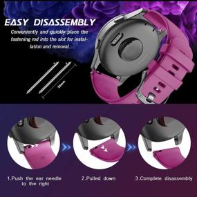 img 2 attached to 📦 NotoCity 20mm Soft Silicone Watch Strap Replacement for Garmin Venu Band, Vivoactive 3, Forerunner 645, Forerunner 245, Vivomove, and Vivomove HR/Style Smartwatch (Fuchsia S)