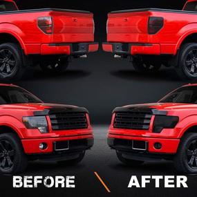 img 3 attached to 🚗 Enhance Your Ford F150 2009-2014: NDRUSH Smoked Headlight Taillight Fog Lights Vinyl Tint Film Precut Overlays Tail Light Wrap Cover
