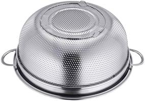 img 2 attached to 🥣 TeamFar Stainless Steel Micro-Perforated Dishwasher Safe Compact Colander Strainer - Solid Handles, Elevation Base, Mini Holes - 3 Quart Silver