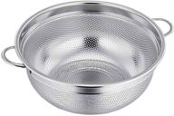 🥣 teamfar stainless steel micro-perforated dishwasher safe compact colander strainer - solid handles, elevation base, mini holes - 3 quart silver logo