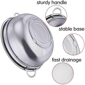 img 1 attached to 🥣 TeamFar Stainless Steel Micro-Perforated Dishwasher Safe Compact Colander Strainer - Solid Handles, Elevation Base, Mini Holes - 3 Quart Silver