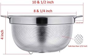 img 3 attached to 🥣 TeamFar Stainless Steel Micro-Perforated Dishwasher Safe Compact Colander Strainer - Solid Handles, Elevation Base, Mini Holes - 3 Quart Silver