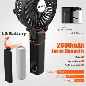 img 3 attached to 🌬️ Maxesla Mini Handheld Fan - Portable Electric Outdoor Fan with 3 Speed Operation, Rechargeable Desk Fan, Small Foldable USB Cooling Fan for Home Office Travel (Black)