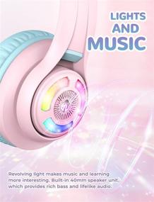 img 3 attached to 🎧 Наушники с Bluetooth-поддержкой iClever Cat Ear - беспроводные наушники накладного типа с микрофоном, светодиодной подсветкой и ограничением громкости - идеально подходят для детей, подростков, девочек, мальчиков - розовые BTH13