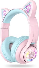 img 4 attached to 🎧 Наушники с Bluetooth-поддержкой iClever Cat Ear - беспроводные наушники накладного типа с микрофоном, светодиодной подсветкой и ограничением громкости - идеально подходят для детей, подростков, девочек, мальчиков - розовые BTH13